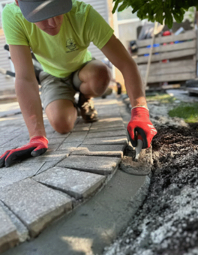 Paver installation in progress by Weadickbros Landscape Design & Build